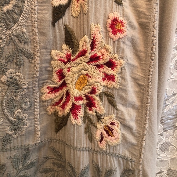 JOHNNY WAS * Floral Embroidered Jersey Cotton Comfortable Dress - Picture 3 of 6